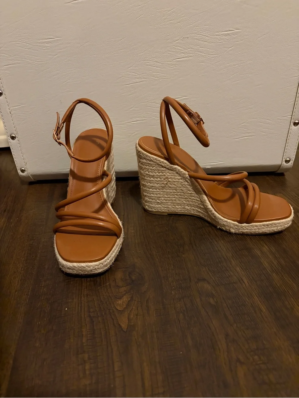 MNG Tan Wedge Sandals w/ ankle strap Sz 37